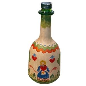 VINTAGE HAND PAINTED DUTCH VILLAGE‎ ATLANTA GLASS BOTTLE